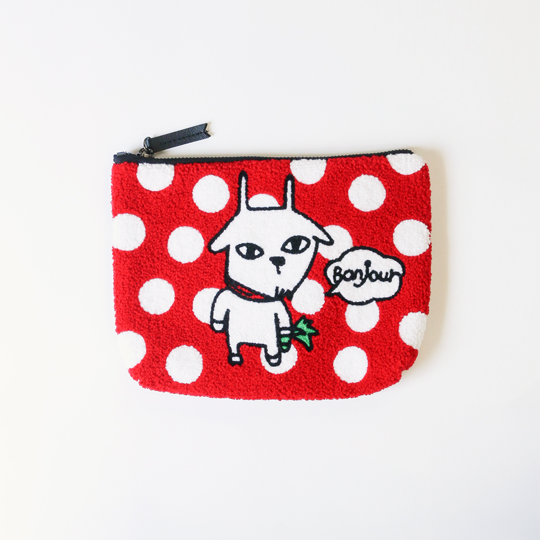 イボンヌさがら刺繍水玉ポーチ